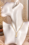 Gold-dipped natural quartz crystal point necklace No. 19