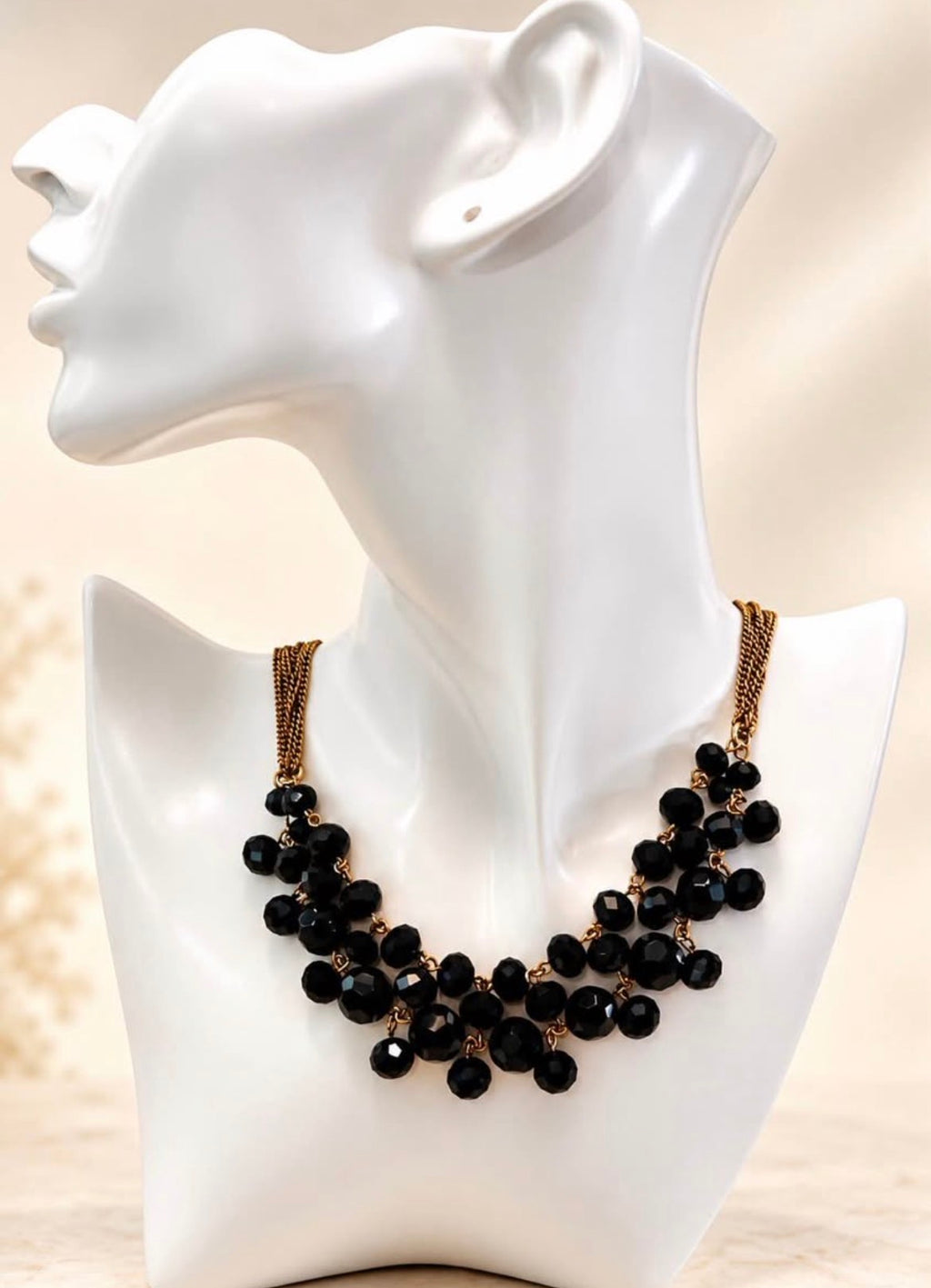 Kenneth Cole Black New York Faceted Beaded Necklace