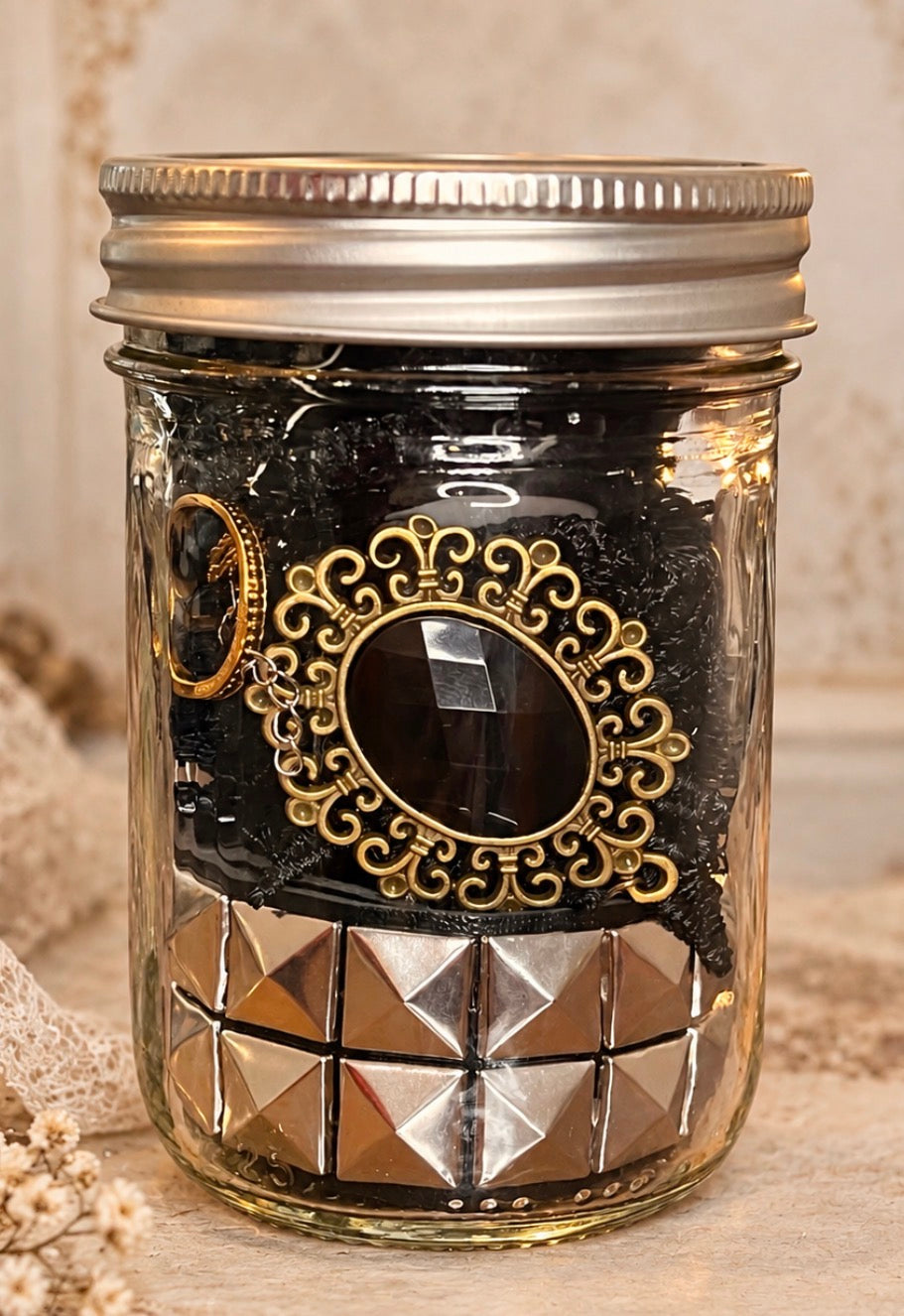 Dark Goddess medium mystery jewelry jar with goth and mythology jewelry, view 6