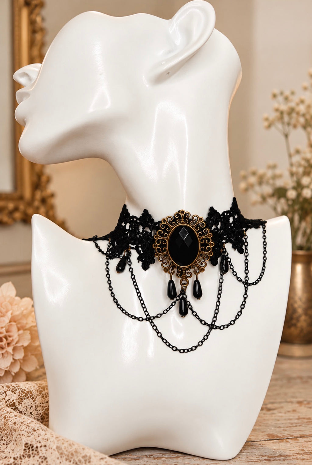Dark Goddess medium mystery jewelry jar with goth and mythology jewelry, view 2