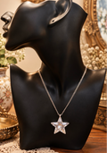 Clear faceted crystal star pendant necklace