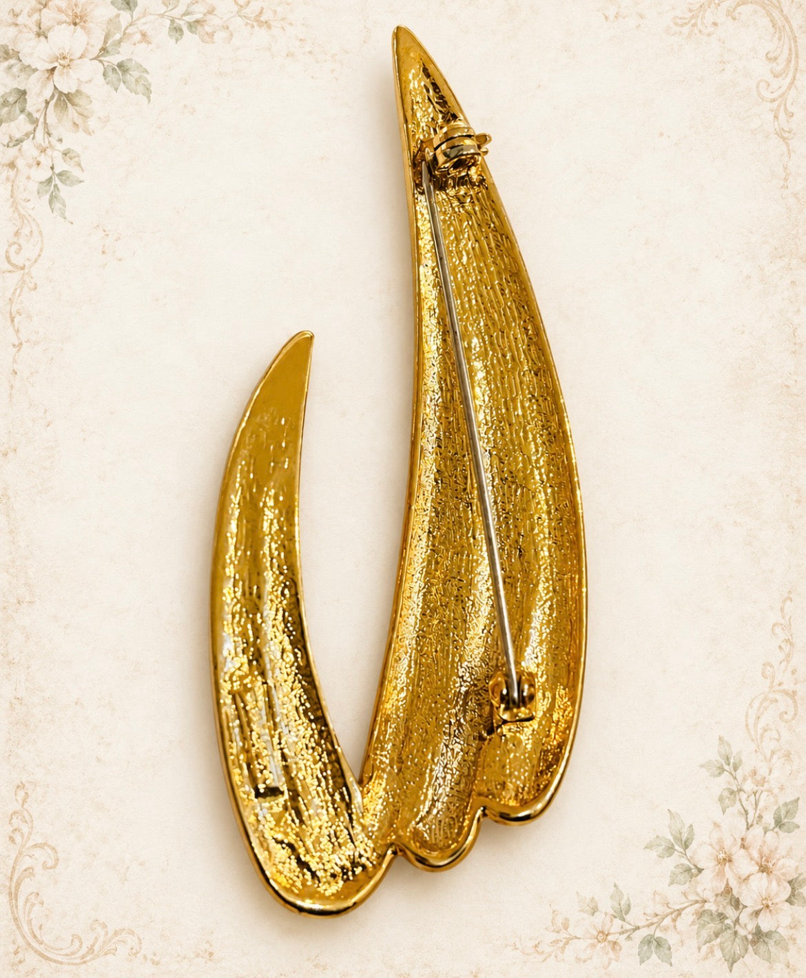 Vintage Givenchy Sculptural Flame & Leaf Brooch, view 2