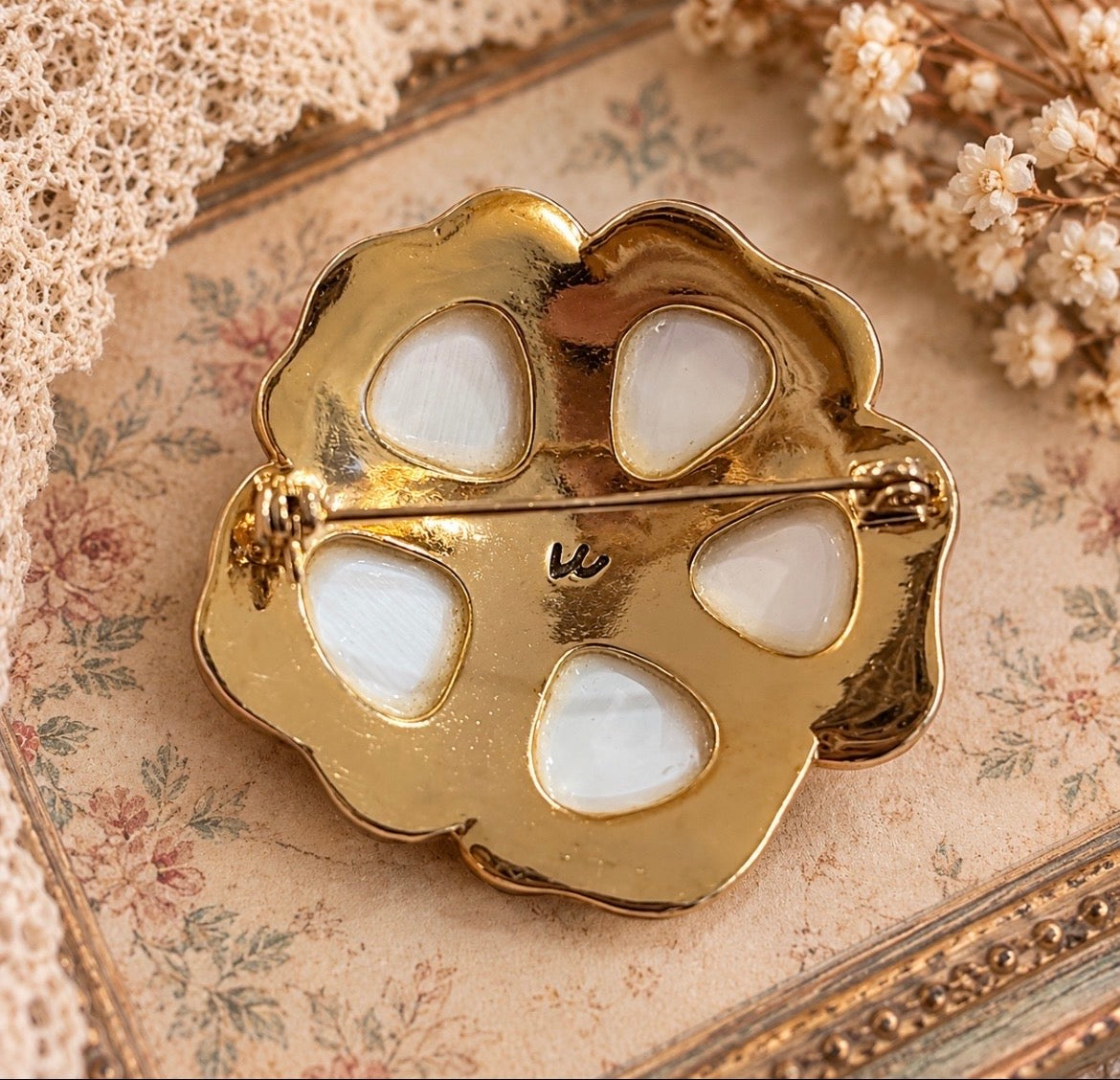 Liz Claiborne Red Faceted Glass Flower Brooch, view 3
