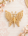 Vintage Monet Gold-Tone Filigree Butterfly Brooch