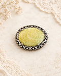 Vintage Miracle Natural Green Stone Cabochon Brooch