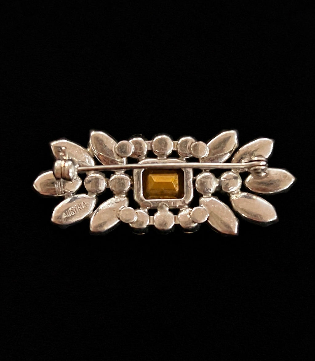 Vintage Austria Clear Crystal Rhinestone Brooch, view 2