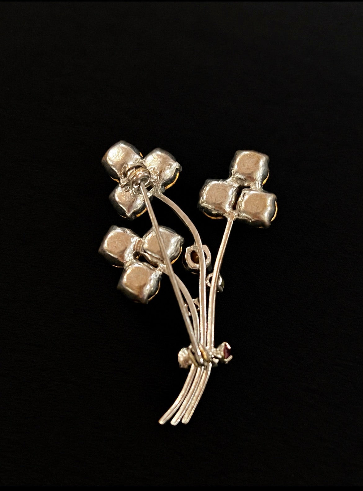 Vintage 1950s–60s Red Rhinestone Floral Spray Brooch, view 2