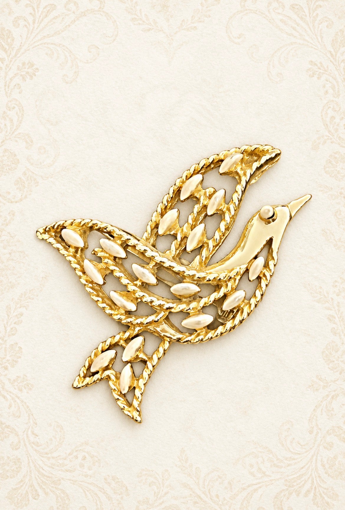 Vintage Crown Trifari Flying Dove Brooch