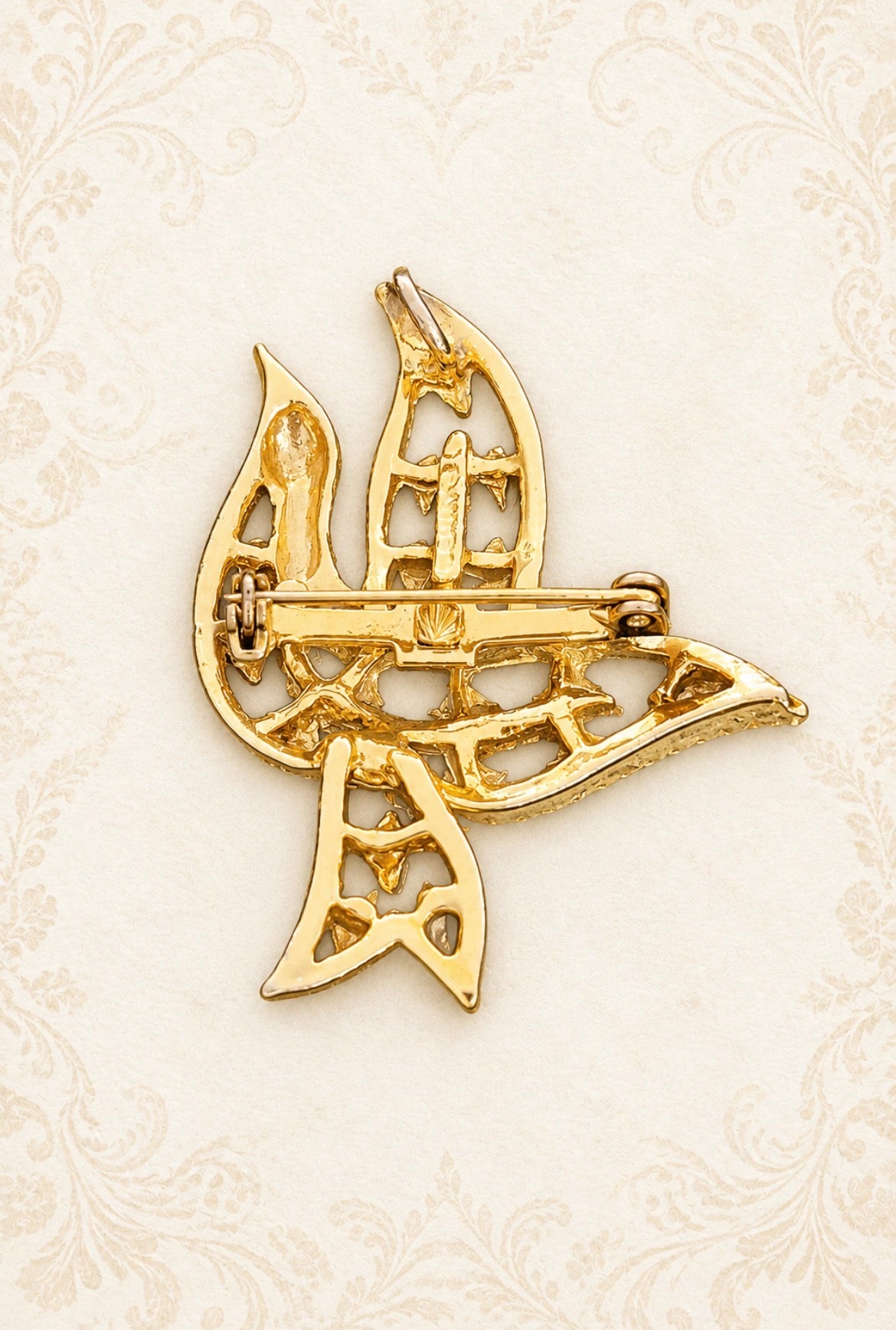 Vintage Crown Trifari Flying Dove Brooch, view 2