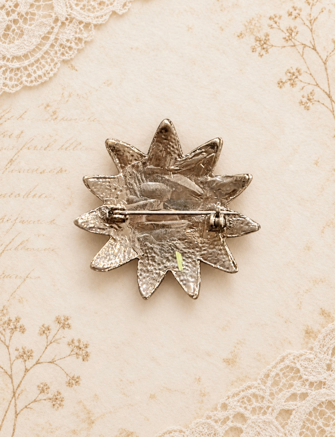 Vintage Rhinestone Starburst Flower Brooch, view 2