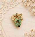 Vintage Green Rhinestone Grape Cluster Brooch