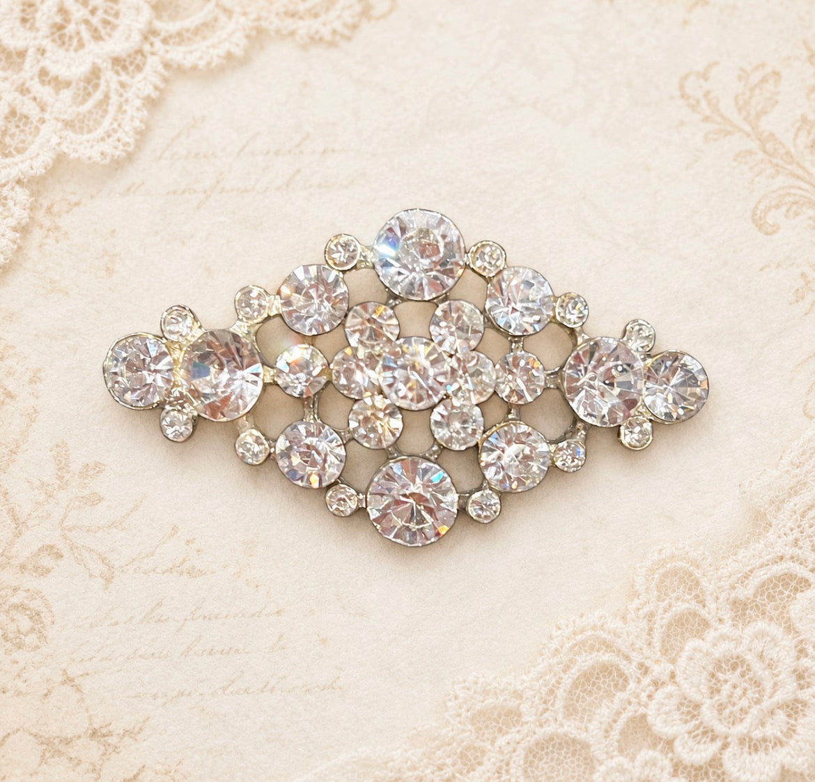 Vintage Clear Rhinestone Cluster Brooch