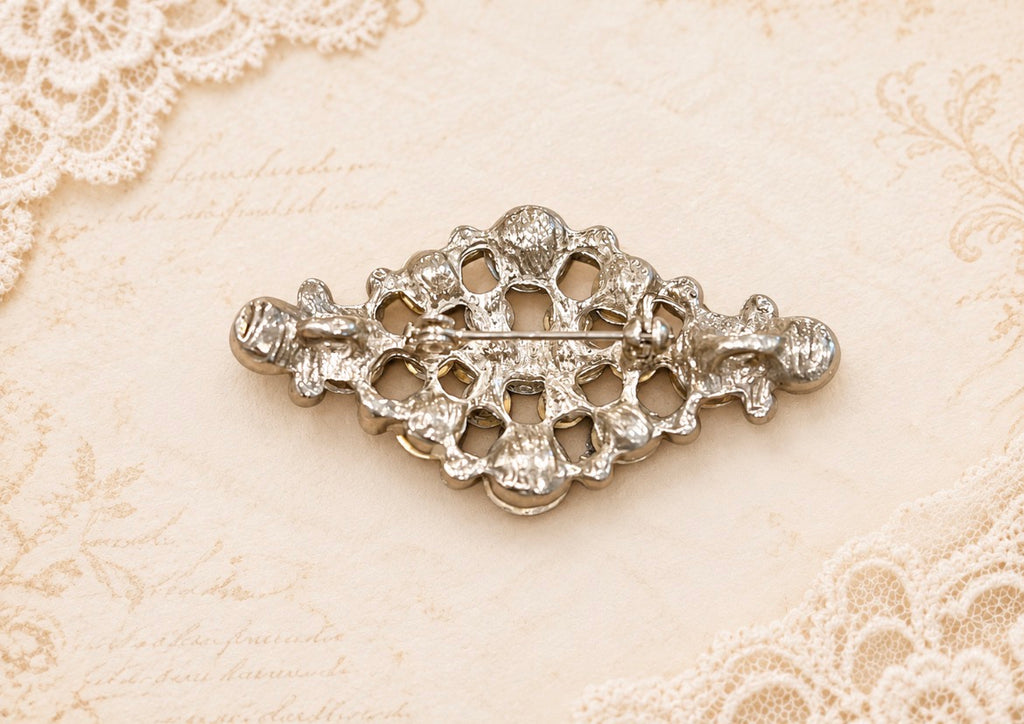 Vintage Clear Rhinestone Cluster Brooch, view 2