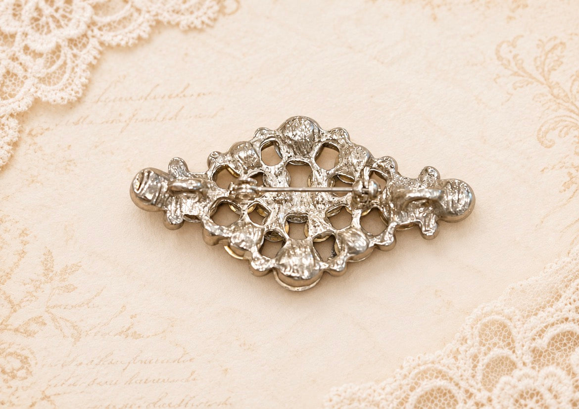 Vintage Clear Rhinestone Cluster Brooch, view 2