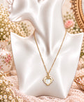 Vintage Gold-Tone Mother-of-Pearl Style Heart Pendant Necklace