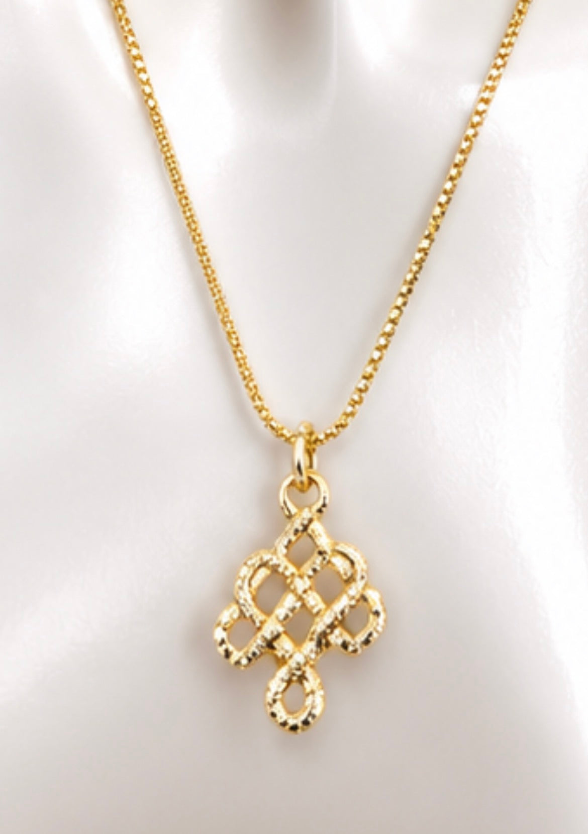Vintage Avon Gold-Tone Celtic-Style Knot Pendant Necklace, view 2