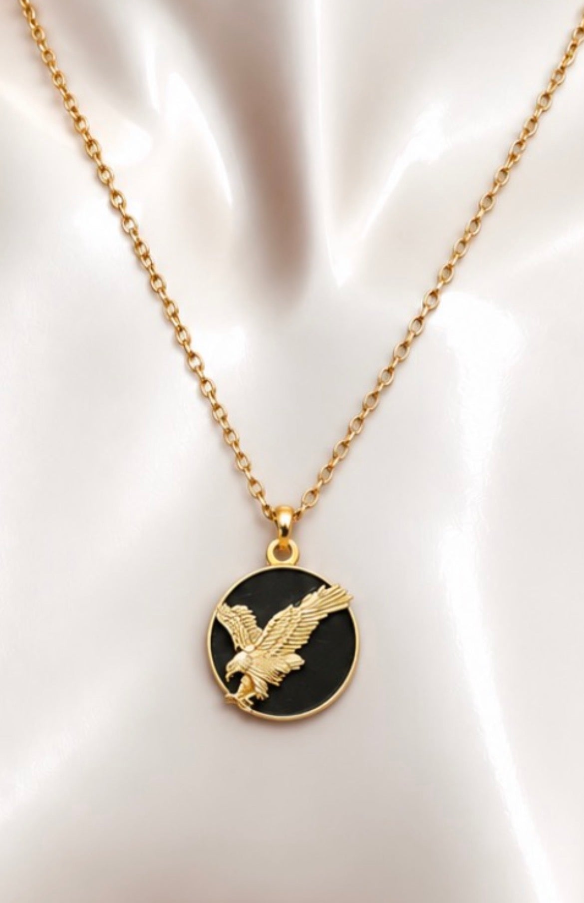 Vintage Avon Gold-Tone Eagle Medallion Necklace, view 2