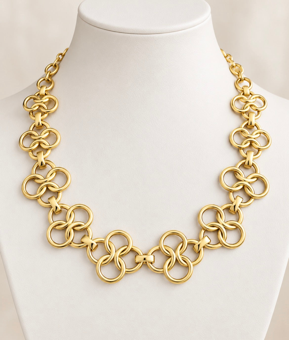 Stella & Dot Gold-Tone Interlocking Circle Statement Necklace