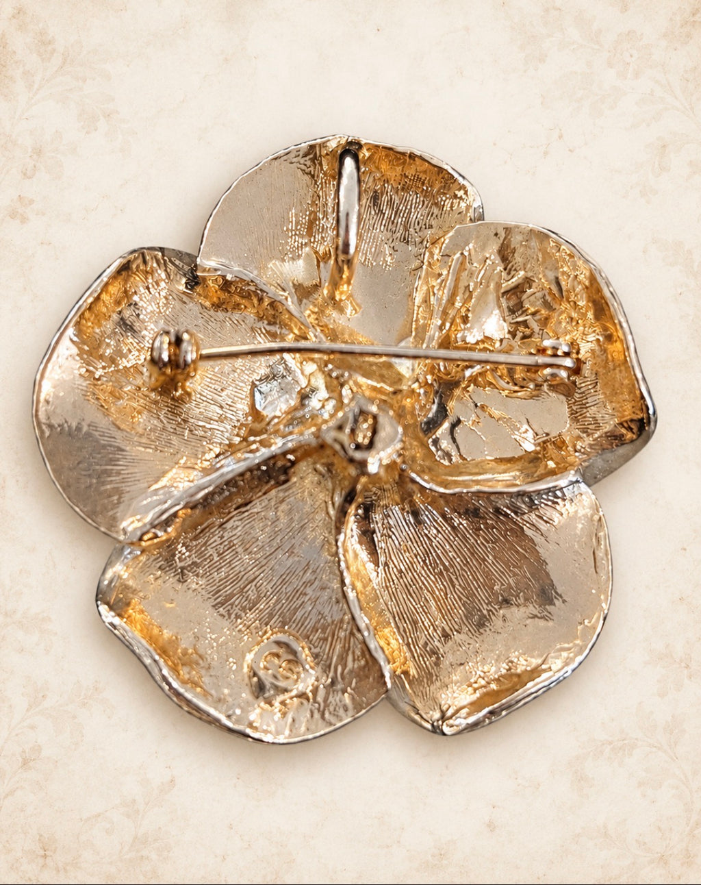 Fantasyard Topaz Hawaiian Plumeria Swarovski Crystal Brooch & Pendant, back view
